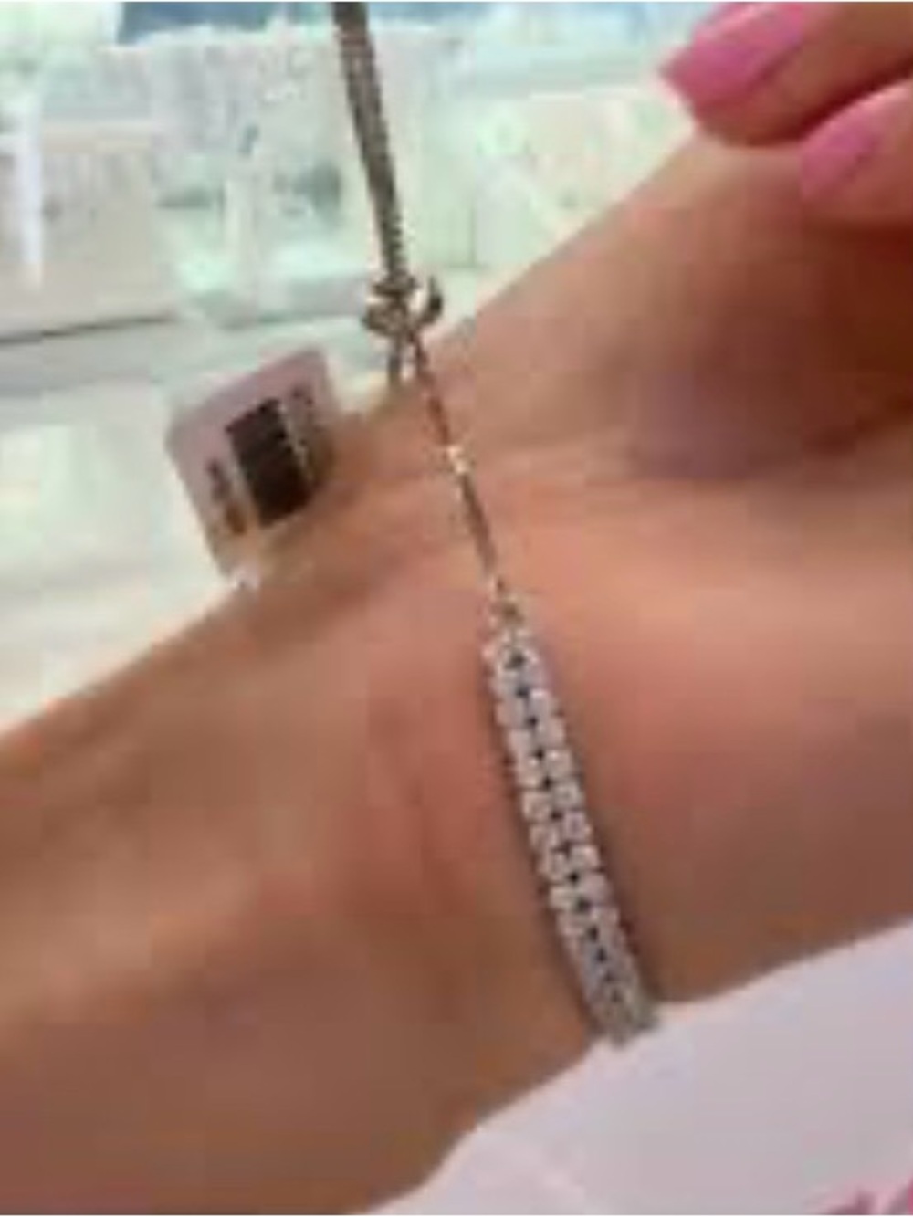Silver 3MM CZ Double Band Tennis Bracelet Adjustable Size Slider Closure - Picture 4 of 5